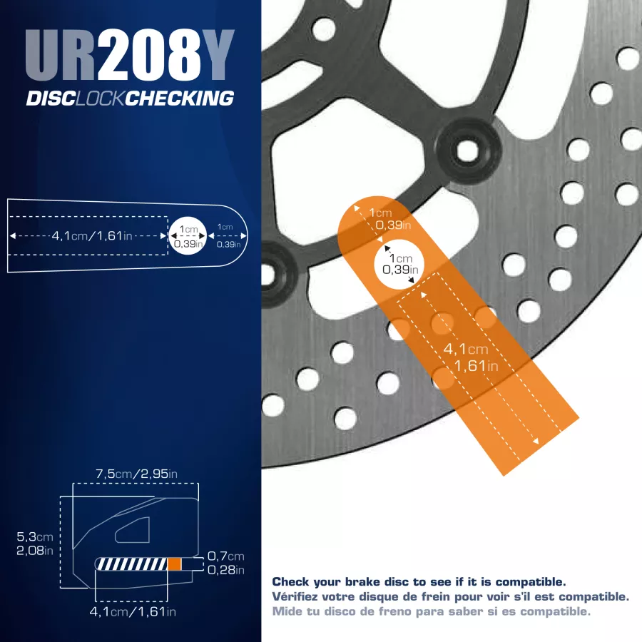 Bloque disque URBAN Security axe 10 mm + câble de rappel