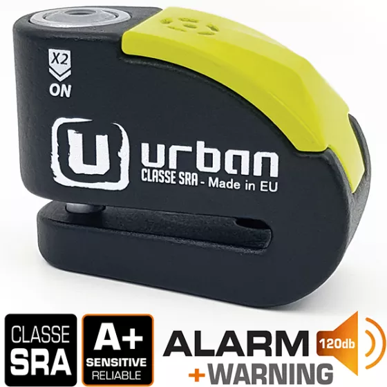 Bloque disque Alarme URBAN Security UR10 Antivol SRA axe 10 mm Hi-Tech Alarme avec câble de rappel