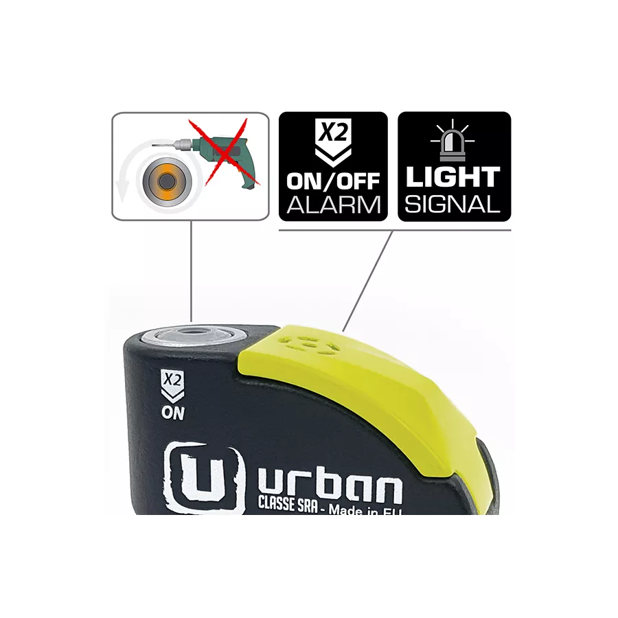 Bremsscheibenschloss Alarm URBAN Security Anti-Diebstahl SRA 10 mm Achse Hi-Tech Alarm