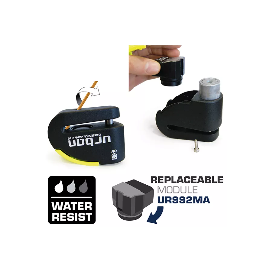 Bremsscheibenschloss Alarm URBAN Security Anti-Diebstahl SRA 10 mm Achse Hi-Tech Alarm