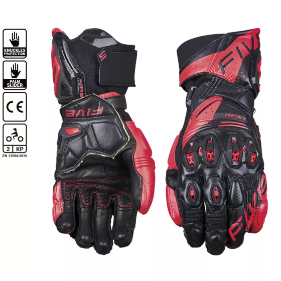 FIVE RFX1 Evo Racing Handschuhe - Schwarz-Fluoreszierendes Rot