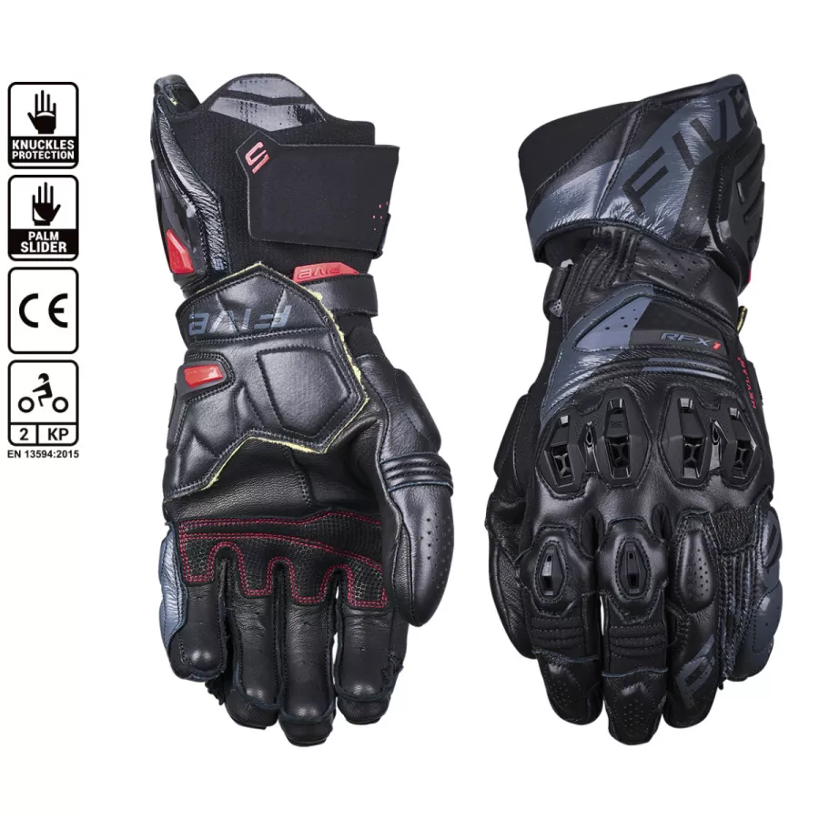 Gants racing Five RFX1 Evo - Noir-Gris foncé
