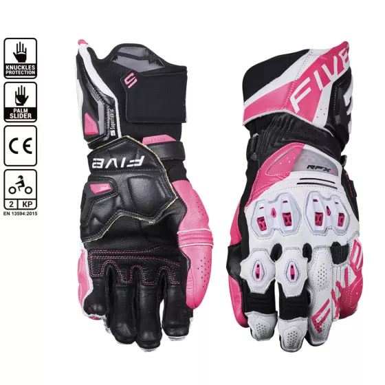 Gants racing femme Five RFX1 Evo - Blanc-Jaune fluo