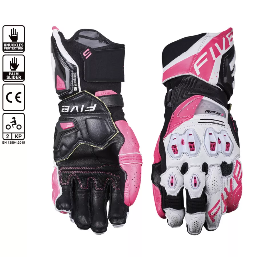 Gants racing femme Five RFX1 Evo - Blanc-Jaune fluo