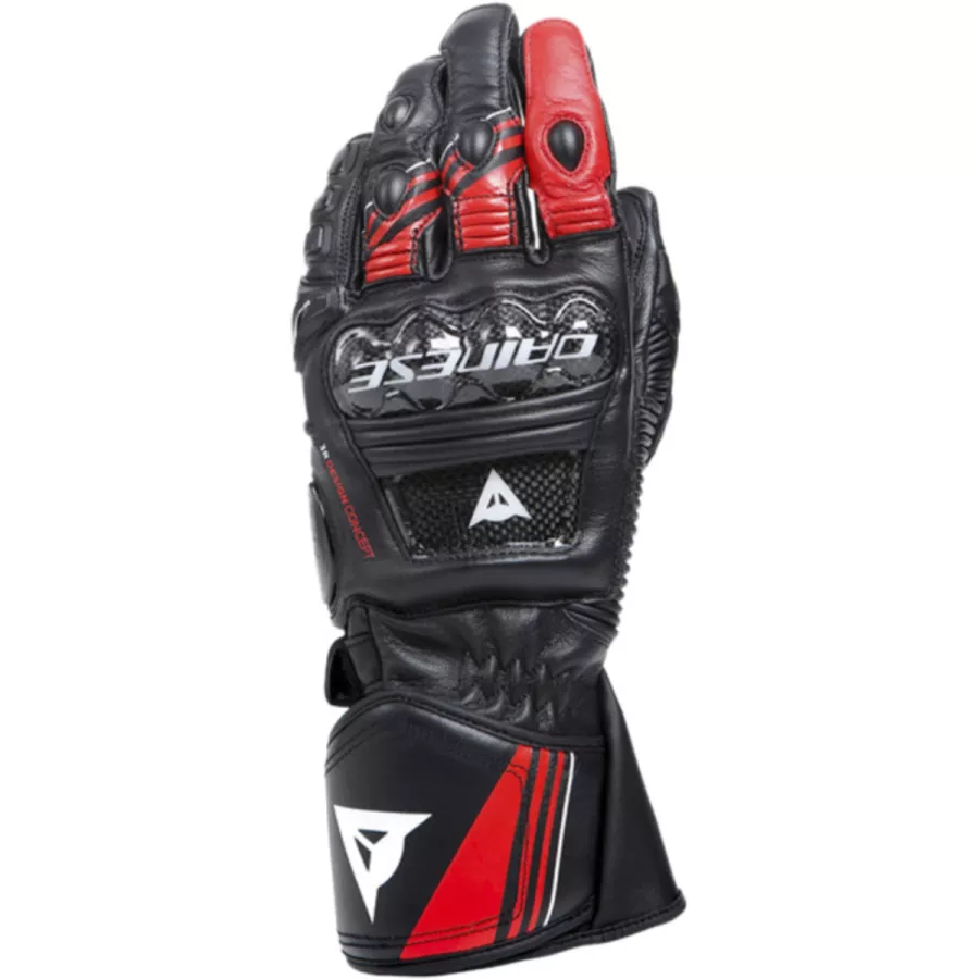 Dainese Druid 4 Lederhandschuhe schwarz rot weiß - degriffbike.ch