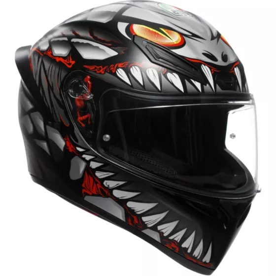 Casque Intégral AGV K1S LYZARD mat (ECE22.06) - Noir-Gris-Rouge