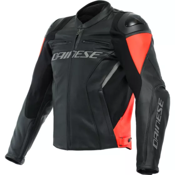 Veste cuir Dainese Racing 4 rouge noir - degriffbike.ch