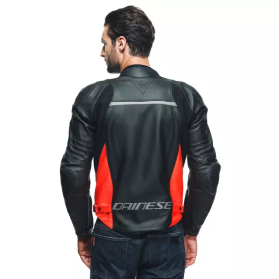 Veste cuir Dainese Racing 4 rouge noir - degriffbike.ch