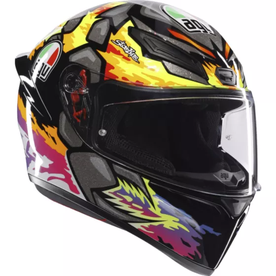 AGV K1 S BEZZECCHI 2023 Integralhelm (ECE22.06) - Schwarz-Gelb-Rot