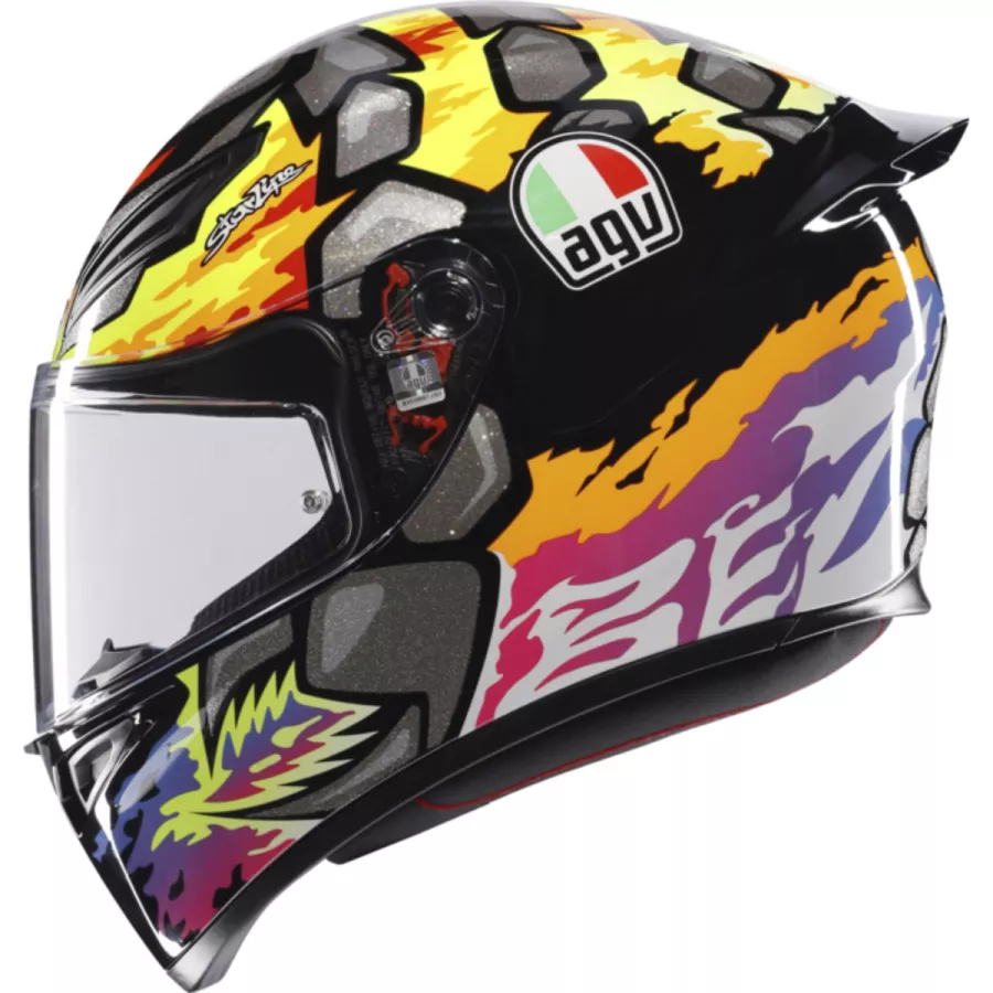 AGV K1 S BEZZECCHI 2023 Integralhelm (ECE22.06) - Schwarz-Gelb-Rot