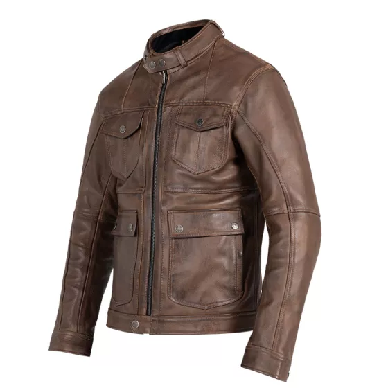 Veste cuir John Doe drifter marron - degriffbike.ch