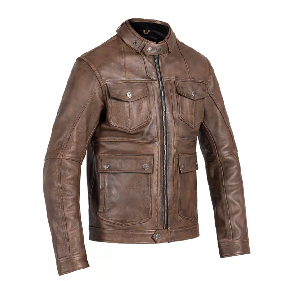 Veste cuir John Doe drifter marron - degriffbike.ch