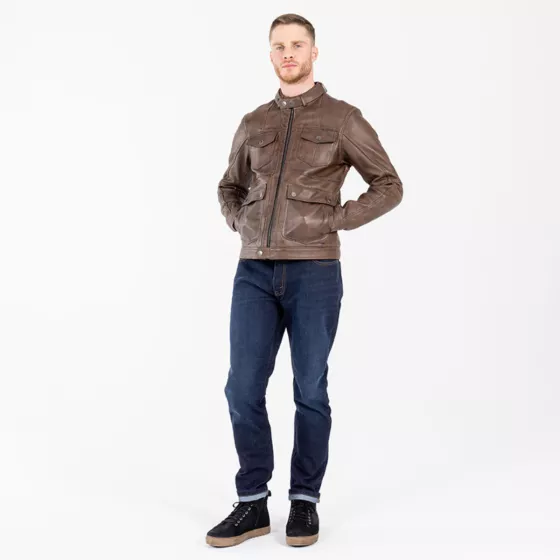 Veste cuir John Doe drifter marron - degriffbike.ch