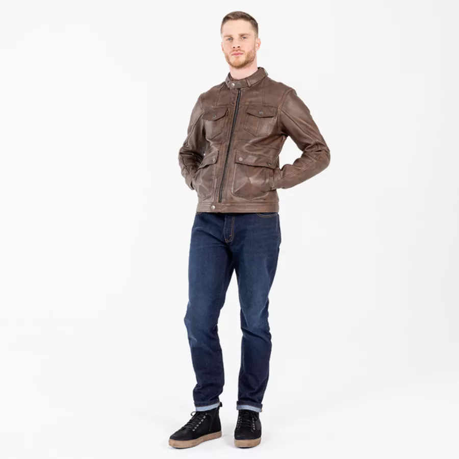 Veste cuir John Doe drifter marron - degriffbike.ch