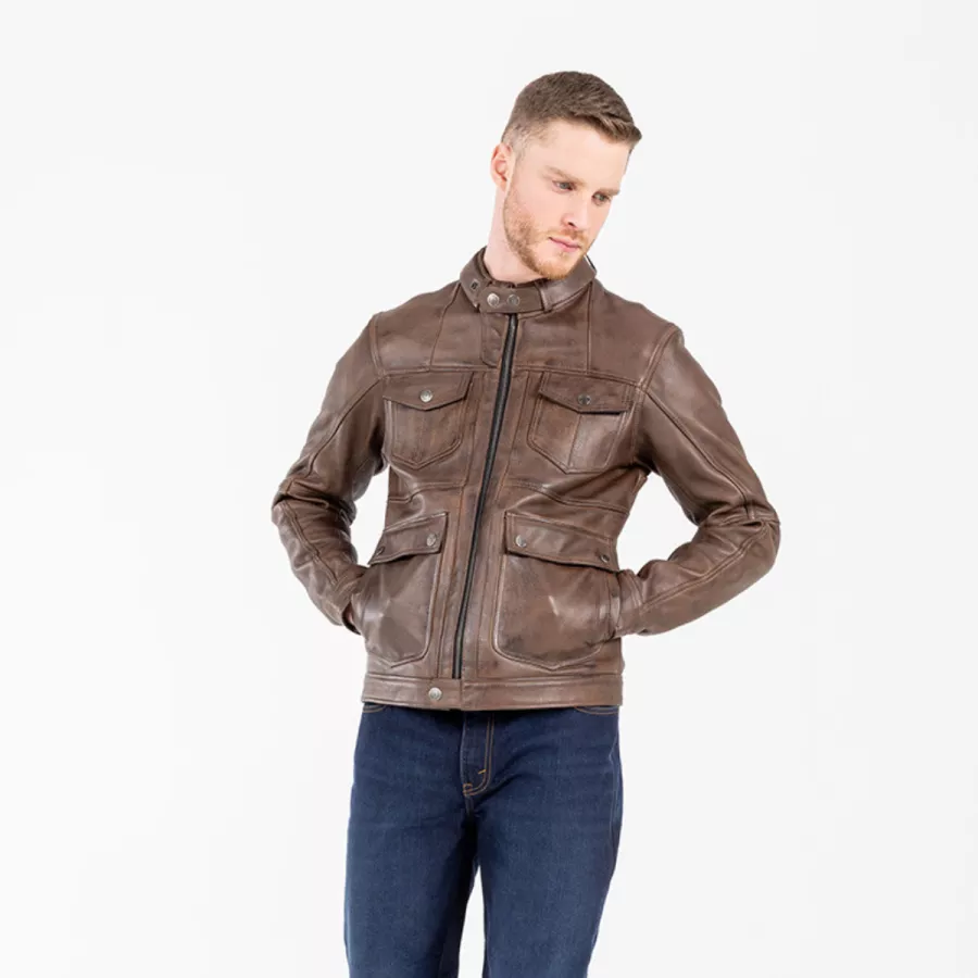 Veste cuir John Doe drifter marron - degriffbike.ch