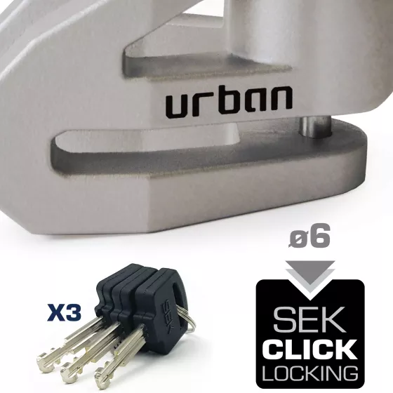 Bloque disque URBAN Security axe 6 mm + câble de rappel