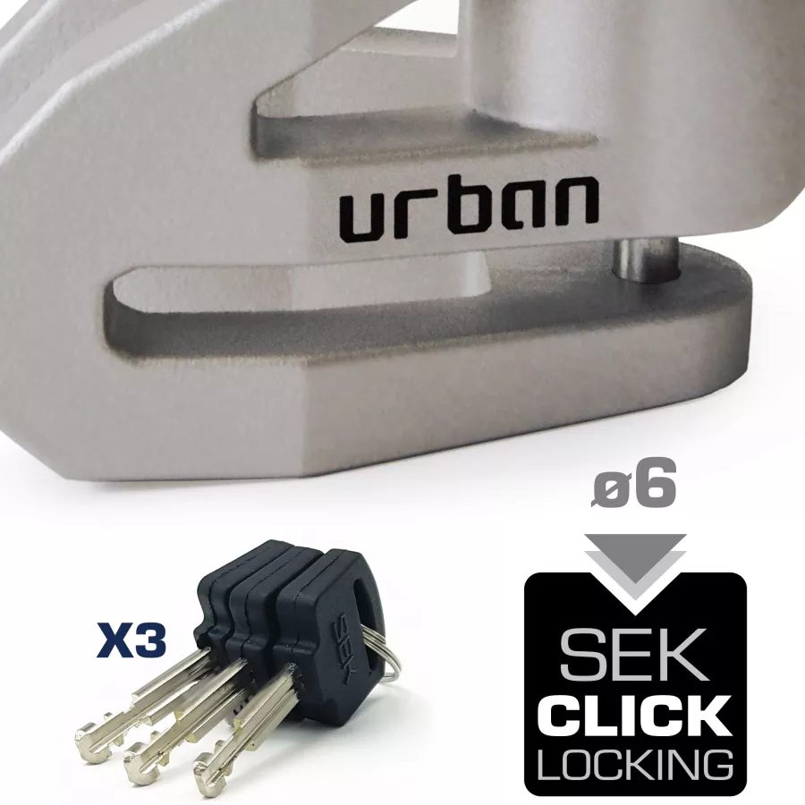 Bloque disque URBAN Security axe 6 mm + câble de rappel