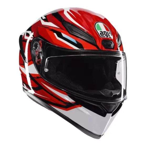 AGV K1S LION Integralhelm (ECE22.06) - Schwarz-Rot-Weiss