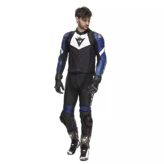 Combinaison cuir Dainese  Avro 4 - 2 pcs - Noir-Blanc-Bleu