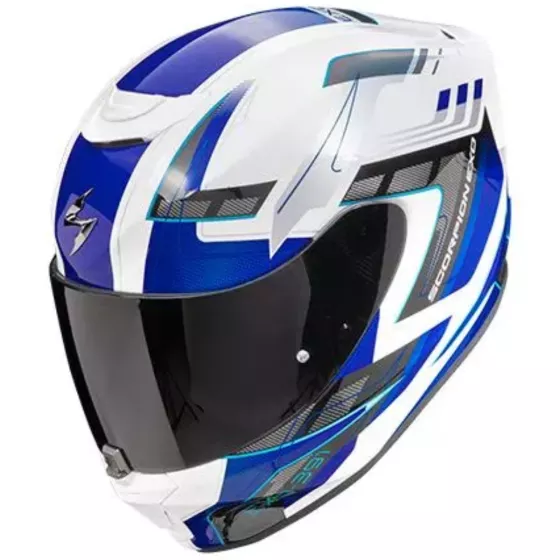 Casque intégral Scorpion Exo-391 Captor blanc bleu (ECE22-06) - degriffbike.ch