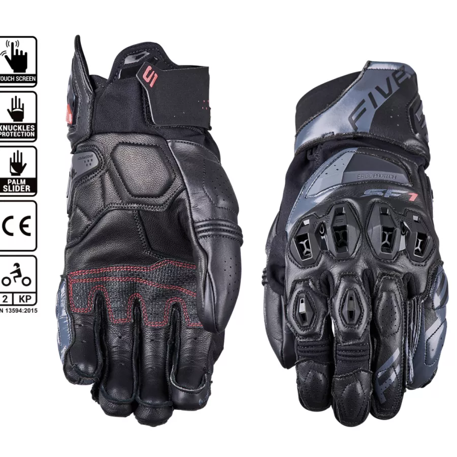 FIVE SF1 Evo Lederhandschuhe - Schwarz Grau