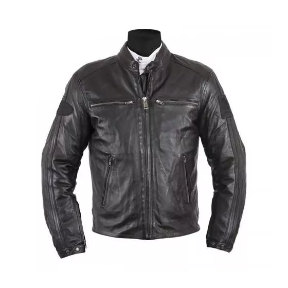 Veste moto cuir homme, veste Helstons Ace Rag Noir-Noir