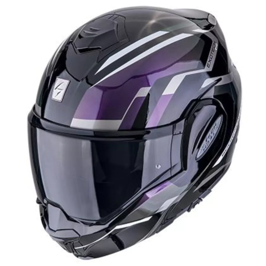 casque modulable Scorpion Exo-Tech Evo Furio blanc rouge bleu - degriffbike.ch