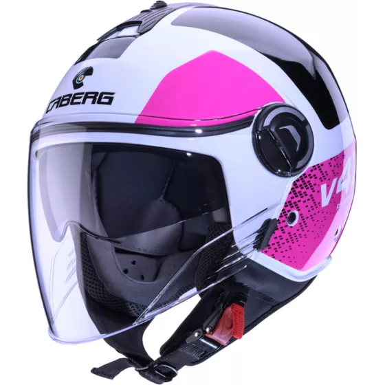 Casque jet caberg riviera V4X Alpha blanc‑noir‑fuchsia - degriffbike.ch