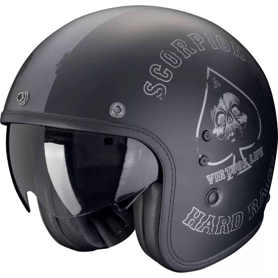 Casque Jet Scorpion Belfast Evo Spade – Noir Mat & Argent