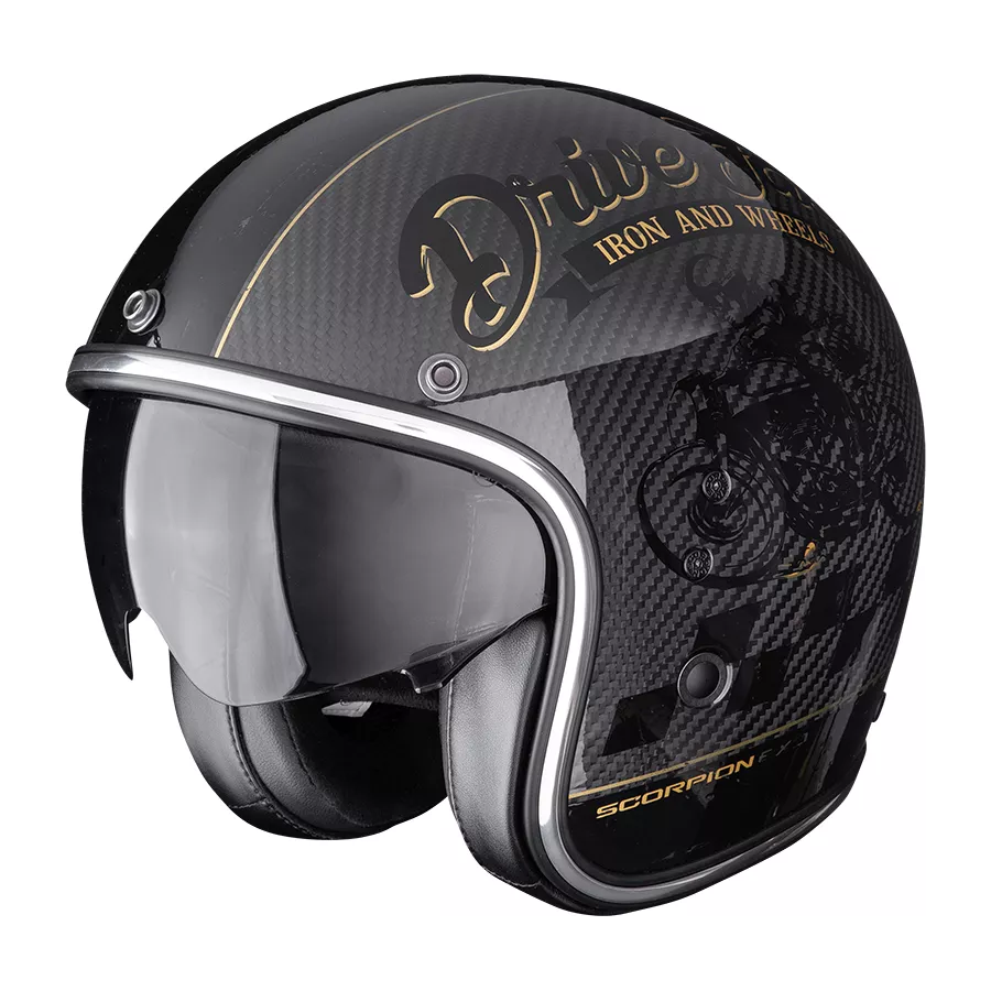 Casque Jet Scorpion Belfast Evo Carbon Zippy – Noir & Or