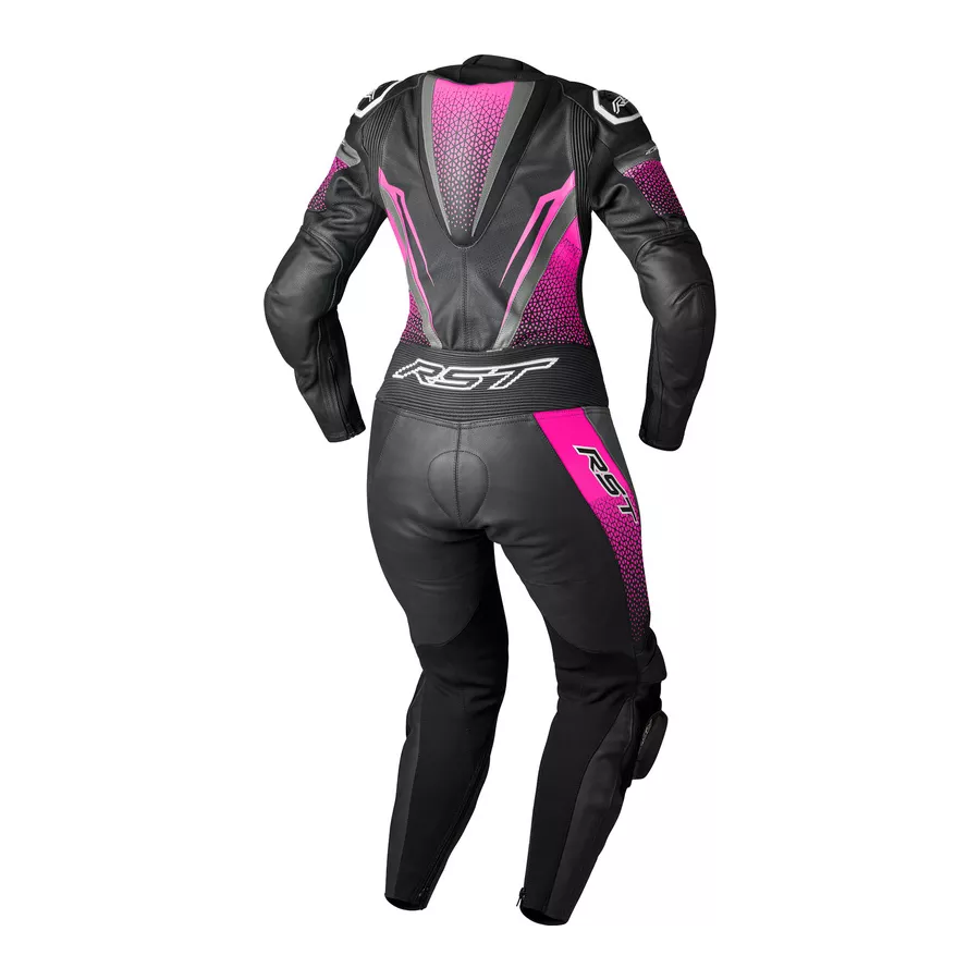 Combinaison cuir femme RST TRACTECH EVO D3O 1 pièce noir-rose degriffbike.ch