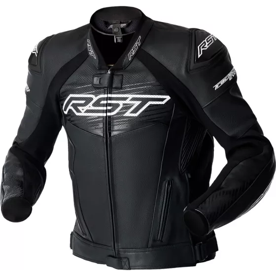 Veste RST Tractech Evo D3O Cuir  noir et blanc