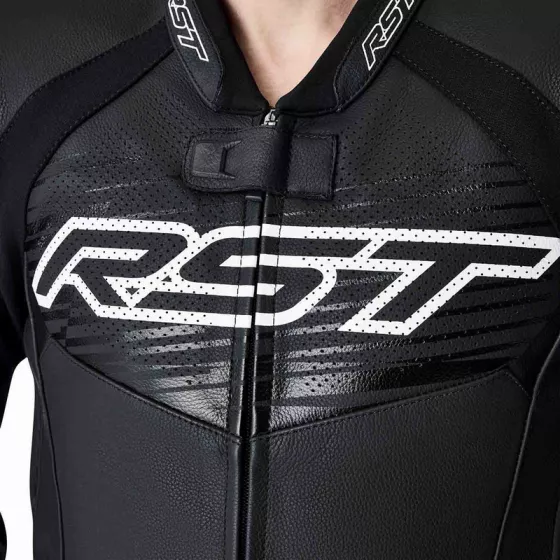 Veste RST Tractech Evo D3O Cuir  noir et blanc