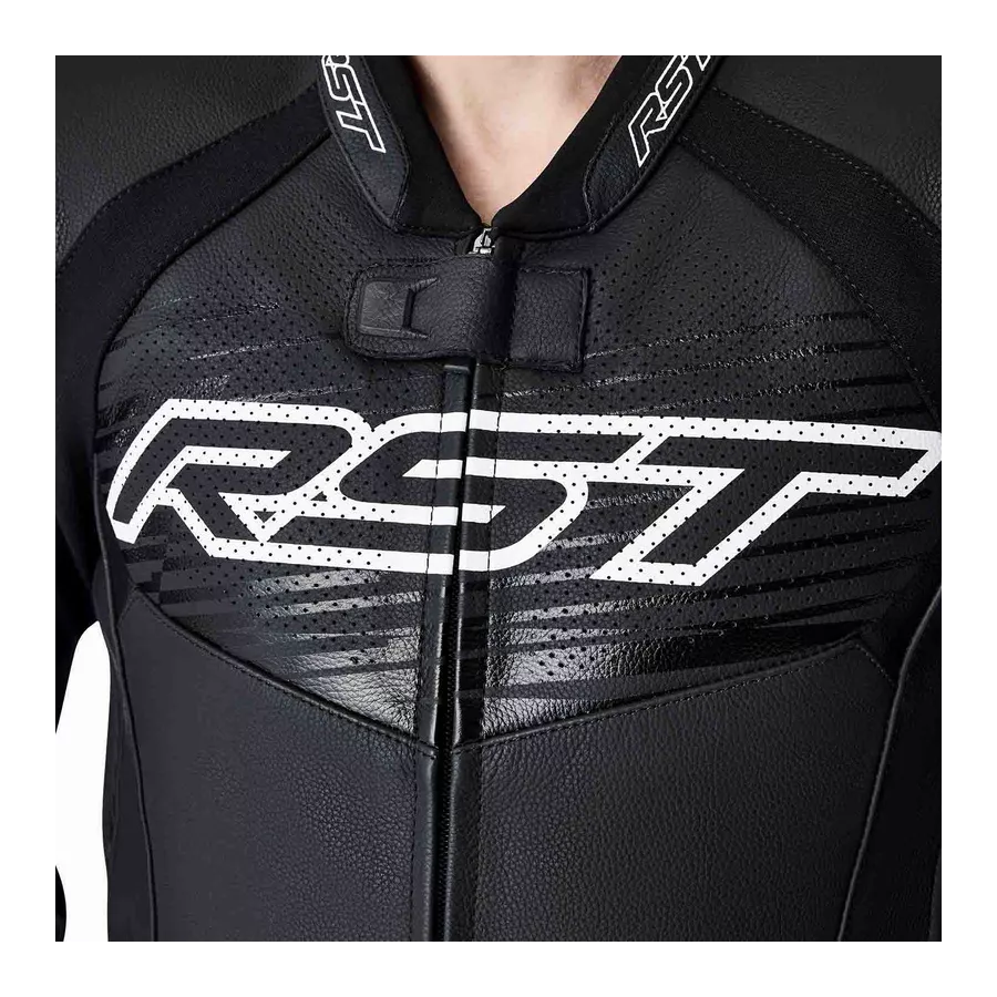 Veste RST Tractech Evo D3O Cuir  noir et blanc