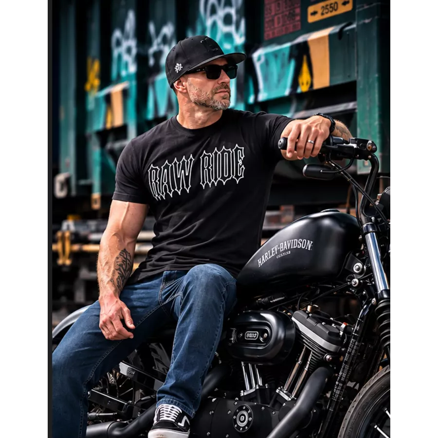 T-shirt biker Raw Ride phosphorescent Skull Glow degriffbike.ch