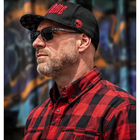 Chemise flanelle biker Raw Ride Casual à carreaux - Rouge-Noir degriffbike.ch