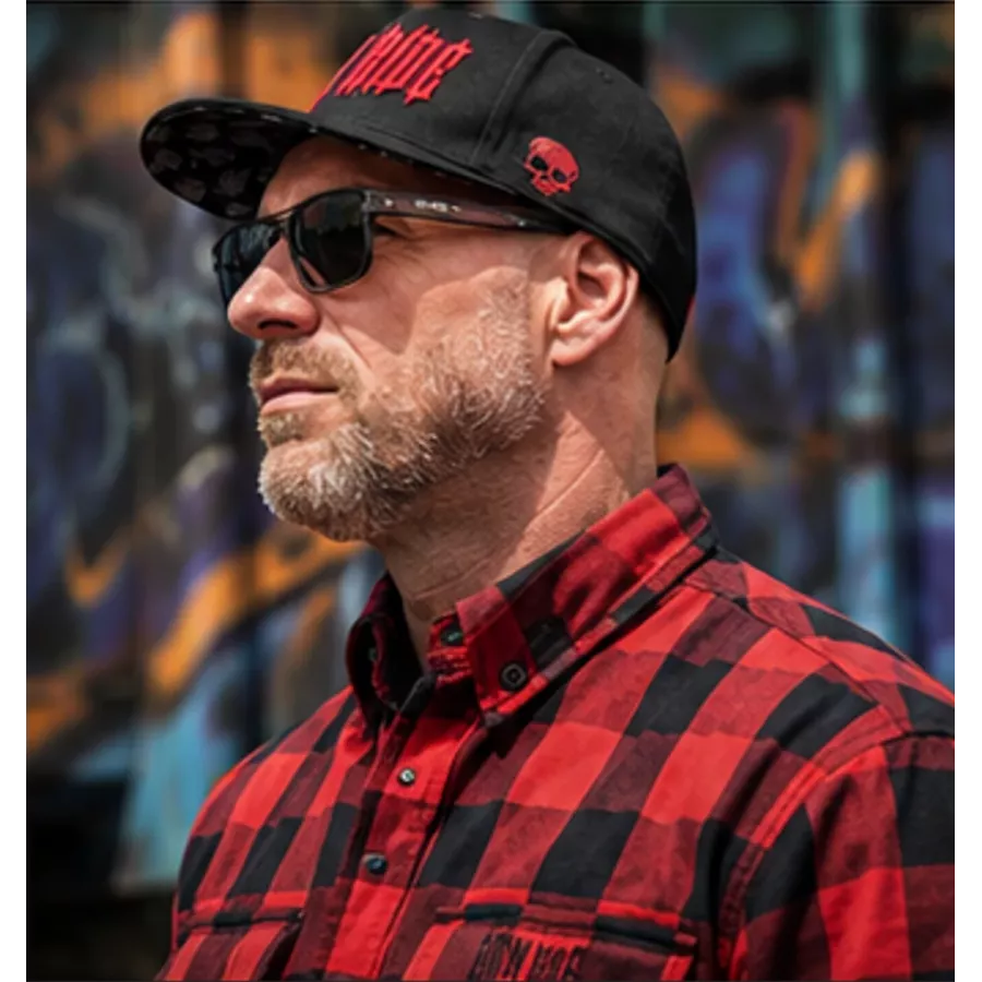 Chemise flanelle biker Raw Ride Casual à carreaux - Rouge-Noir degriffbike.ch