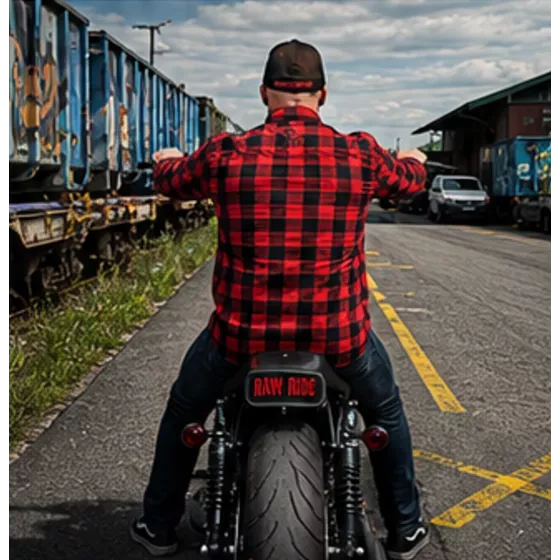 Biker Flanellhemd Raw Ride Casual kariert - Rot-Schwarz degriffbike.ch
