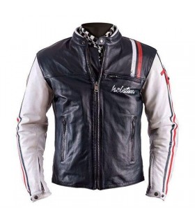 Veste moto cuir homme, veste Helstons Ace Rag Noir-Noir