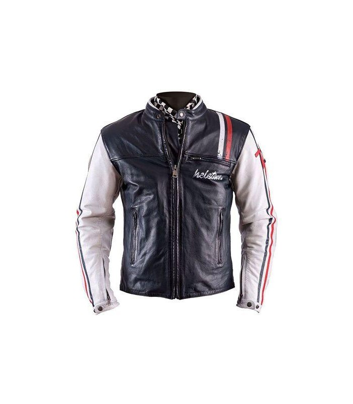 Veste moto cuir homme, veste Helstons Ace Rag Noir-Noir