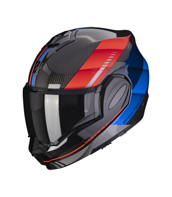 scorpion exo-tech evo carbon genus modularer helm schwarz blau rot - degriffbike.ch