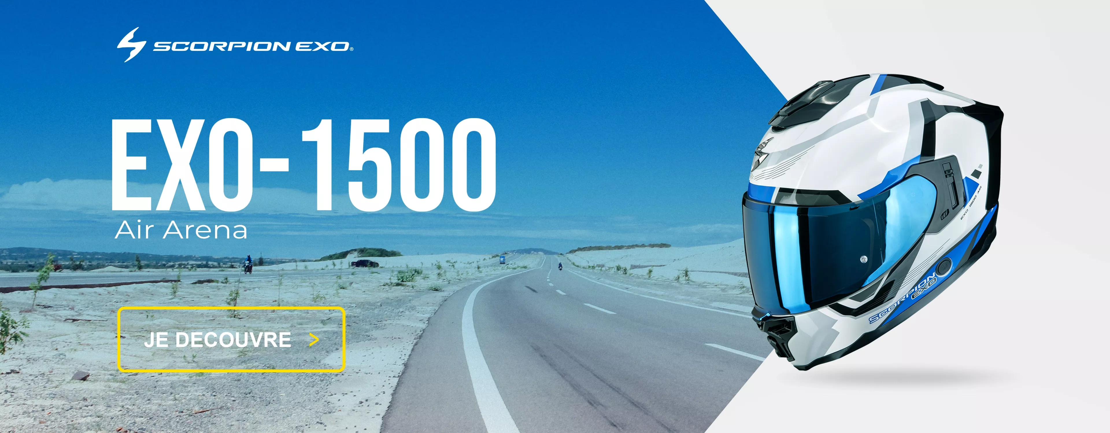 Casque intégral SCORPION EXO-1500 AIR ARENA-Blanc-Bleu